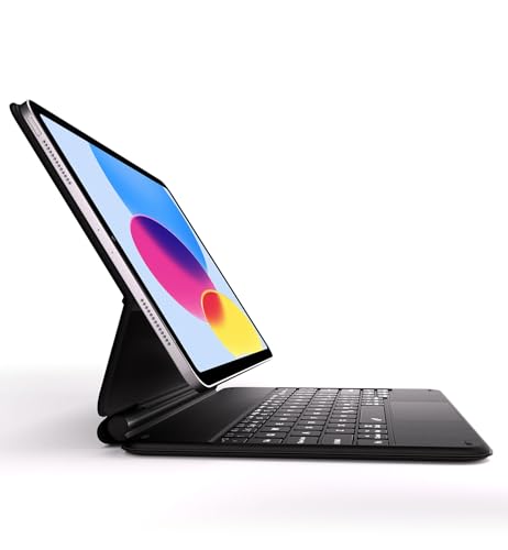 Dracool Keyboard Case for iPad 10th Generation 2022 10.9 Inch With Trackpad, Magic Type, Magnetic Floating Cantilever Stand, 7-Color Backlit, Bluetooth, UK Layout - Black