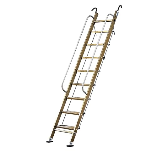 Escalera Escamoteable Escalera de loft para interiores y exteriores, escaleras de mano resistentes con patas antideslizantes con gancho, escaleras de metal para salida de incendios en sótanos y ventan