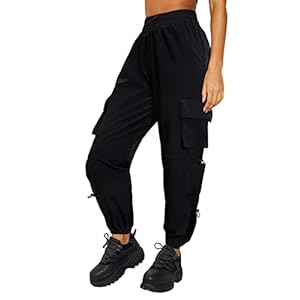 Quick Dry Cargo Pants Lightweight Tactical Hiking Pants with 6 Pockets for Women, Elastic Waist and Water-Resistant