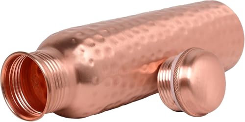 100% Pure Hammered Copper Travel Water Bottle - Ayurvedic Health Benefits