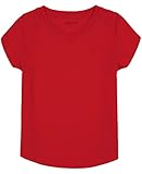 Nautica Girls' Short Sleeve V-Neck T-Shirt, Solid Cotton Blend Tee with Tagless Interior, Nautica Red, 5