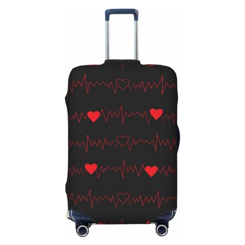 VOSERY Travel Luggage Cover - Cardiogram and Heart Washable Suitcase Covers Protector Fits 18-32 Inch Luggage