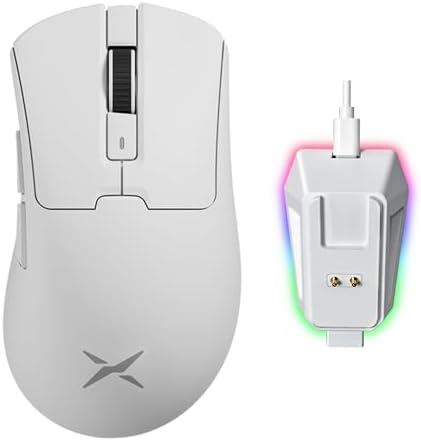 （07:30時点） DELUX M900PRO ゲーミングマウス 無線、8000Hzポーリングレート、63g軽量、大手用、PAW3395センサー26000DPI、Huanoピンクスイッチ、マグネット式充電ベース付き (ホワイト)