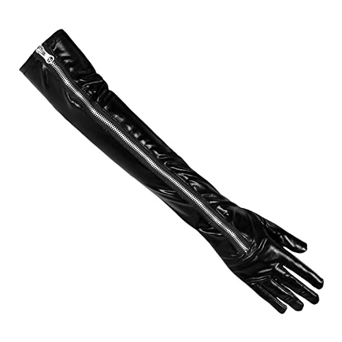 Boland 03162 - Handschuhe Opera Kinky, 1 Paar, schwarze Armstulpen, Leder-Look, Reißverschluss, Kostüm, Karneval… – Bild 3