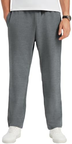 Idtswch 34 Inseam Mens Tall Sweatpants Open Bottom Joggers Casual Loose Fit Athletic Yoga Pants with Pockets Dark Gary