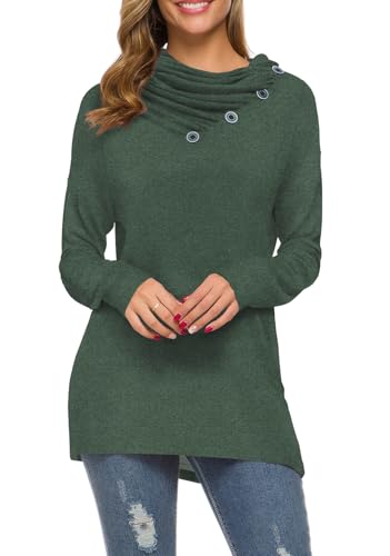 Image of WEACZZY Women's Long Sleeve Shirts Button Cowl Neck Casual Loose Tunic Tops Blouse Dressy Fashion 2026