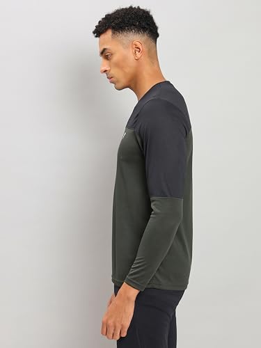 Image of TECHNOSPORT Men Colorblock Slim Fit Round Neck T-Shirt with TECHNOCOOL+ (Light Blue) Gym Tee Dry Fit T Shirt for Men Sports Top for Him