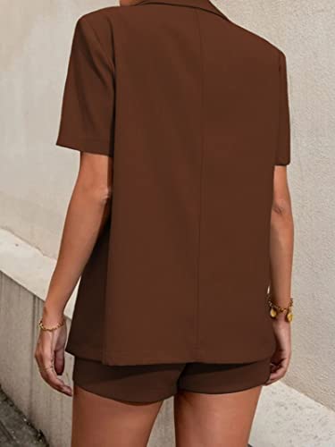 Canbebig Women's Blazer Shorts Set 2 Piece Outfits Open Front Short Sleeve Blazer Jacket with Shorts Business Office Suits3