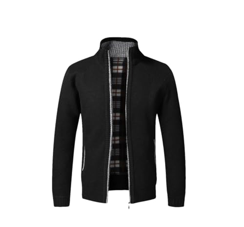 Men's Casual Cotton Slim Fit Stand Collar Zipper Cardigan Warm Sweater