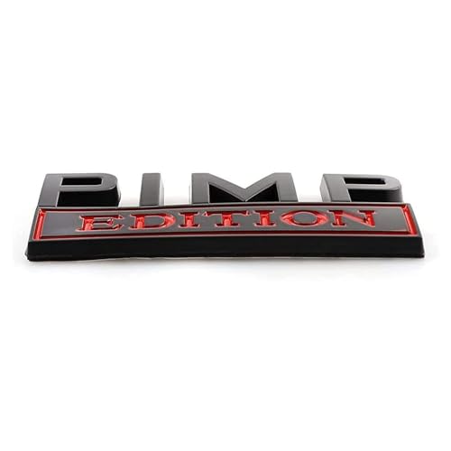 Image of Pimp Edition Emblem 3D Badge Decal Car Stickers for Tailgate /Front Grille /Hood /Fender /Trunk Compatible with Universal Car, Truck, SUV, RV,Scooter, Golf Carts, Motorcycles (Black-Red)