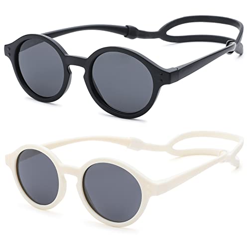 Image of COASION Baby Polarized Sunglasses with Strap Adjustable TPEE Flexible Frame for Toddler Girls Boys Age 0-36 Months
