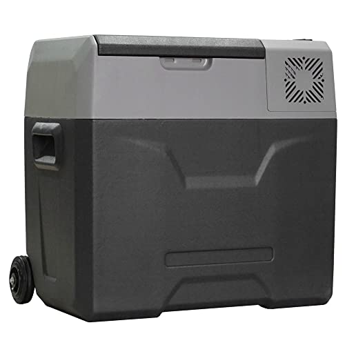 HOMCOM Nevera de Coche, Nevera Congelador Portátil 12/24V 50 litros con Compresor, Nevera Eléctrica para Camping, Viajes, Picnic, hasta -20℃