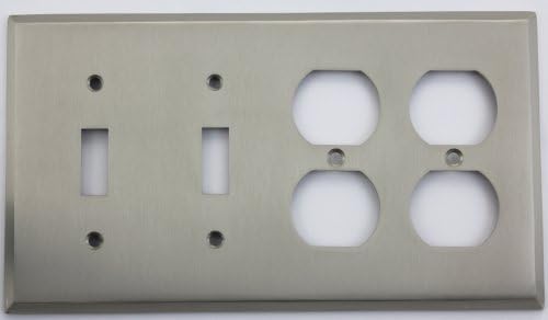 Satin Nickel 4 Gang Wall Plate 2 Toggle Switch 2 Duplex Outlet