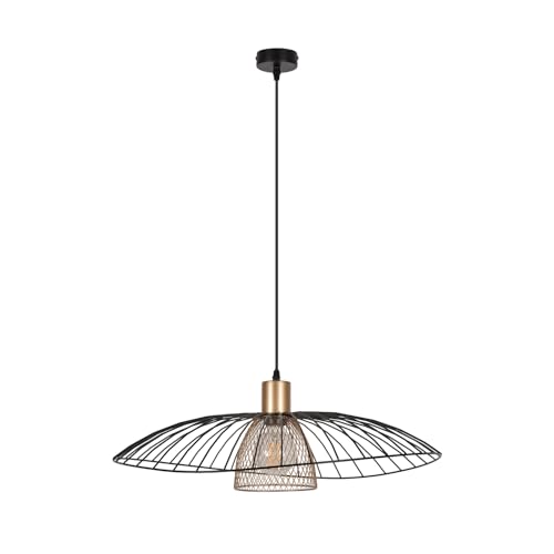 Corep Suspension en métal filaire et grillagé peints noir/laiton ROMY D60cm