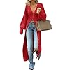 Saodimallsu Womens Long Cardigans V Neck Button Down Chunky Knit Dusters Sweater Coat Fall Trendy Maxi Sweater Dress Red