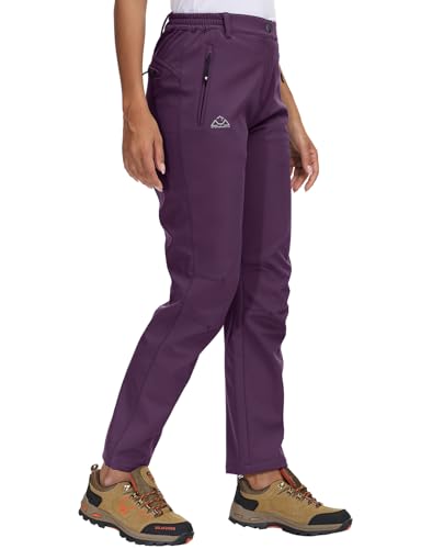 Image of Rdruko Womens Fleece Lined Thermal Snow Ski Trousers Outdoor Waterproof Hiking Walking Work Trousers Winter Sports Pants (Purple L)