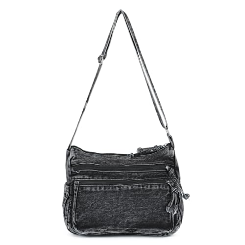 SUKUTU Denim Shoulder Bag for Women Canvas Messenger Bag Casual Retro Lightweight Crossbody Handbags