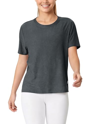 Image of ODODOS Women's Performance Cropped Tee Ultra Soft odSTRATUM Tech Short Sleeve Relaxed Top Crew Neck T-Shirts