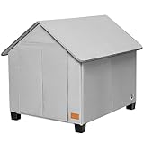 Insulated Dog House Outdoor with Warm Mat and Elevated Feet,Weatherproof Dog Bed House for Medium Size Dog and Multiple Large Cat,Max Pets Size 23.6 X 16.9 Inches