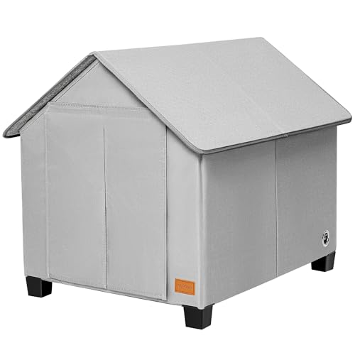 Insulated Dog House Outdoor with Warm Mat and Elevated Feet,Weatherproof Dog Bed House for Medium Size Dog and Multiple Large Cat,Max Pets Size 23.6 X 16.9 Inches