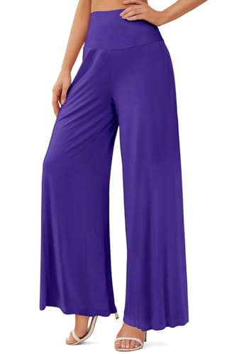 JZC Women's Palazzo Lounge Pants Stretchy Wide Leg Casual Pants Comfy High Waist Flowy Pants S-3XL