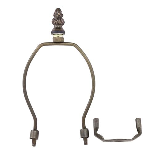 Tiffany Lampshade Holder Support with Finial Cap, 5.5 Inch Harp Bracket for Stained Glass Lamp Shade Finished Antique