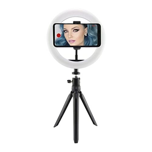 KSIX Aro de Luz Trípode sobremesa Regulable. Anillo de Luz Led para Móvil, 3 Temperaturas de Luz y 10 Intensidades de Brillo. Ring Light para TIK Tok, Fotografía, Selfie.