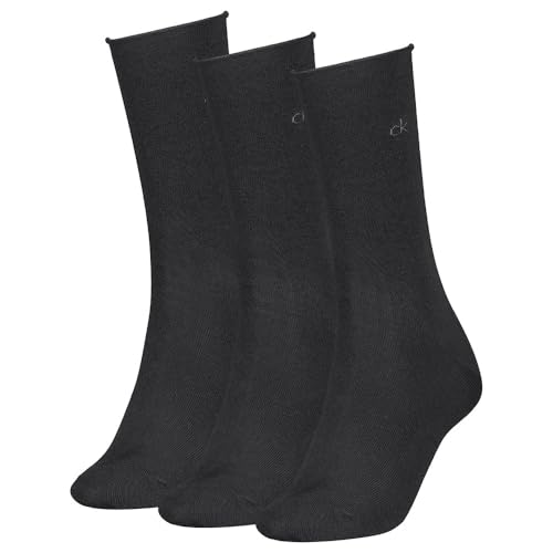 Calvin Klein Rolltop Classic Sock, Noir, 39-42 (Lot de 3) Femmes