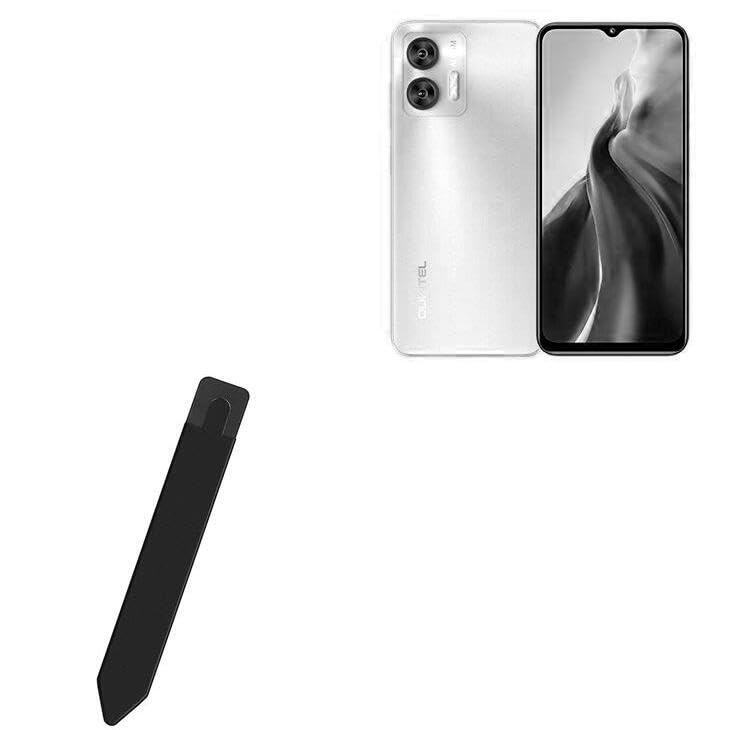 BoxWave Stylus Pouch Compatible with Oukitel C35 - Stylus PortaPouch, Stylus Holder Carrier Portable Self-Adhesive - Jet Black
