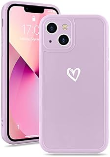 Micoden for iPhone 13 Phone Case Cute Girls Silicone Shockproof Protective Bumper Cases with Love Heart Pattern Design for iPhone 13 Purple