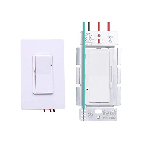 CreseaProducts 120V Triac LED Wall Dimmer Switches for 150W Dimmable LED/CFL, 600W Incandescent/Halogen Bulbs, Single-Pole or 3-Way, ETL Listed, White, Wall Plate Included