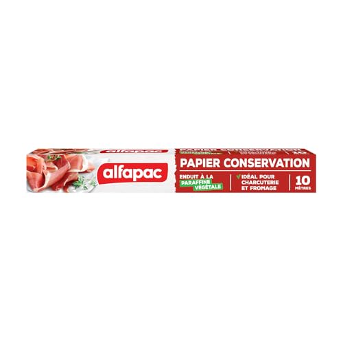 alfapac - papier conservation 10M - idéal pour charcuterie et fromage - enduit à la paraffine végétale