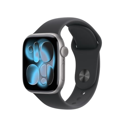 Apple Watch Series 11 GPS, Caixa em alumínio cinzento sideral de 42 mm com Bracelete desportiva preta - P/M