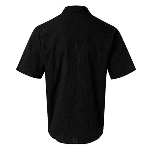 Generic Mens Button Down Shirts Summer Casual Beach T-Shirts Short Sleeve V-neck Lapel Tops Solid Color Loose Comfy Tees3