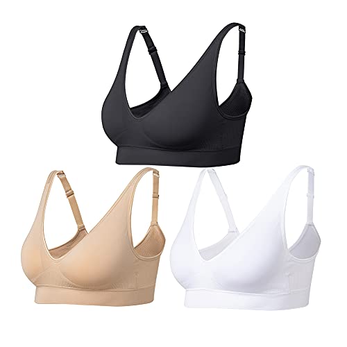 Wireless Bras for Women Non Wired Seamless Bras with Removable Pads 3 Pack