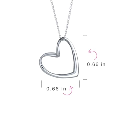 Bling Jewelry Floating Open Heart Pendant Necklace For Women For Girlfriend .925 Sterling Silver With Chain3
