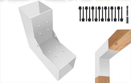 Image of Pergola DIY Bracket Kits,2-Way L Shaped Corner Brackets for 4 inchx4 inch(Actual:3.5 inchx3.5 inch) Indoor Wood Beam,White Metal Gazebo Brackets for Outdoor Pergola,Proch,Log Cabin W /Hardware(1Pack)