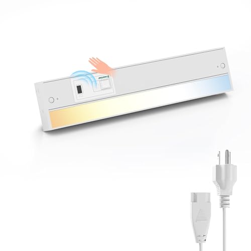 Ensenior 12 Inch Hand Wave LED Under Cabinet Lighting Plug in or Hardwired with Dimmable 5CCT CRI...