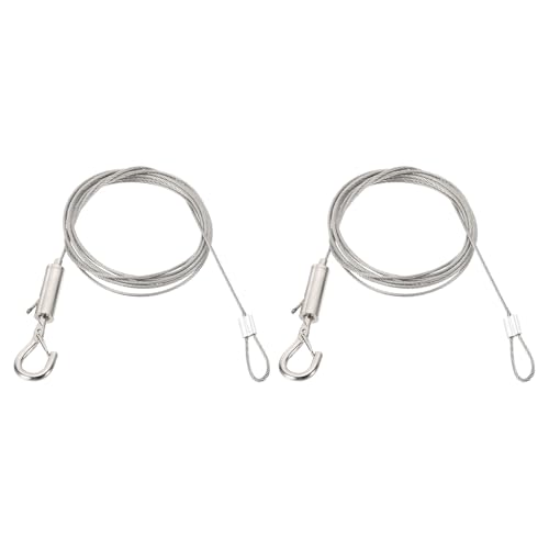 Image of PATIKIL 2 Pcs Adjustable Picture Hanging Wire Kit, 2m /6.6ft Fit for 1.5mm Wire Heavy Duty Stainless Steel Wire Rope Hanger Hardware with Loop and Hooks for Hanging Mirrors, Frames