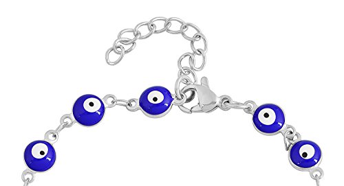 Edforce Stainless Steel Women's Charm Enamel Evil Eye Protection Link Chain Bracelet4
