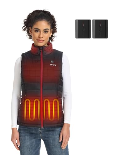 ORORO Women's Heated Vest (Black, M) and Extra Battery