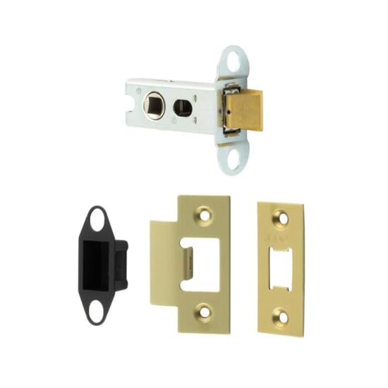 Ironmongery Solutions® Jedo Heavy Duty Tubular Latches 45 Degree Short Travel Robust Door Latch Mechanism for Internal & External Doors Fixings Included (Satin Brass, 64mm)
