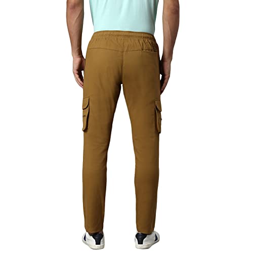 Image of Hubberholme Men's Regular Fit Cotton Trousers, Ankle Length Button & Drawstring Waist Cargo Chinos