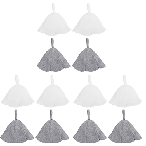 Healeved 12Pcs Salle de Dames Vaporarium Mélange Protection Couleur Spa Femme Laine Assorti Serviette Couvre- Chef Portable Casquettes Femmes Russe Et Chapeaux Vapeur Blanc