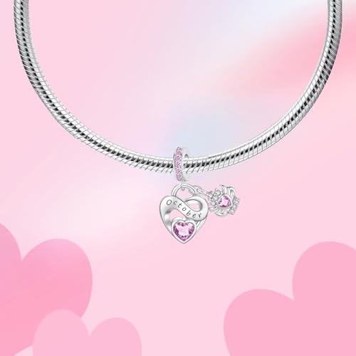 Image of Birthstone Charm 925 Sterling Silver Charms fits Bracelets and Necklace Pendant Bead Happy Birthday Charms Jewelry Present for Women Family Friends