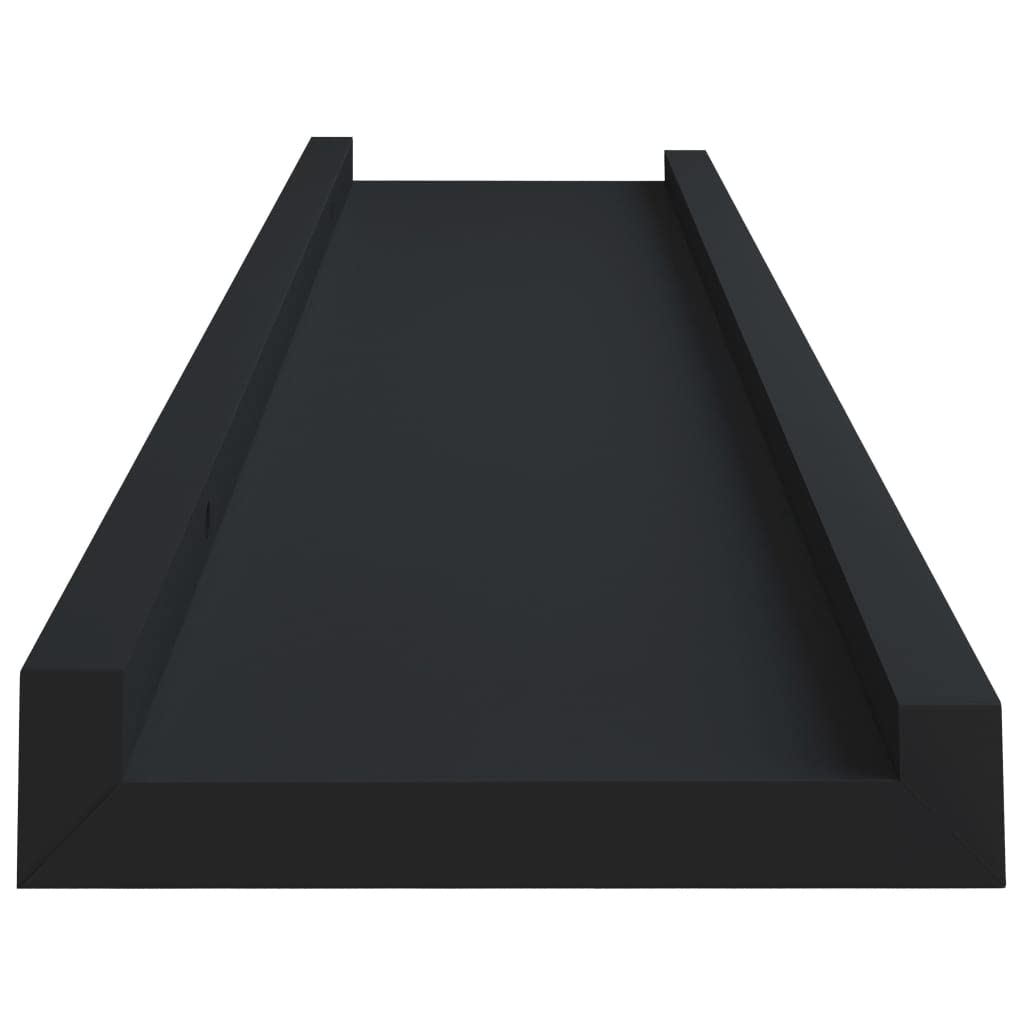 Mensole da Parete 2 Pezzi per Quadri e Cornici, Design a U in MDF Laccato Nero, Supporto Anticaduta per Decorazioni, 40 x 9 x 3 cm
