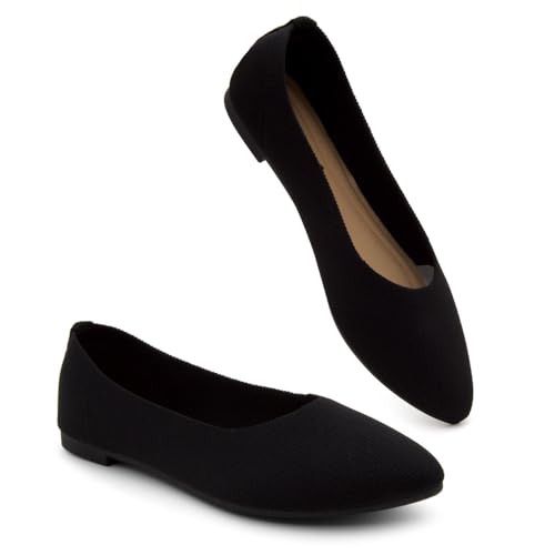Herstyle Womens Pointed Toe Flats – Knit Ballet Dressy Flat Shoes | Comfortable Slip-On Lightweight Business Casual Flats with Memory Foam for Work, Travel & Office2