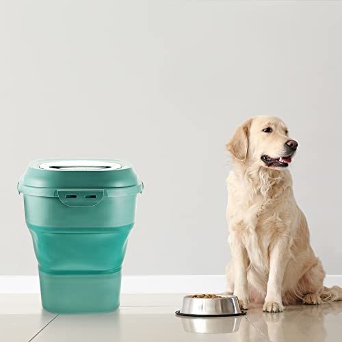 Talltalk 2 Pieces Collapsible Dog Food Storage Container With Measuring Scoop And Wheels 30 Lb Large Plastic Airtight Dog Food Bin Pet Food Storage Containers For Dog, Cat And Other Pet #TOP6