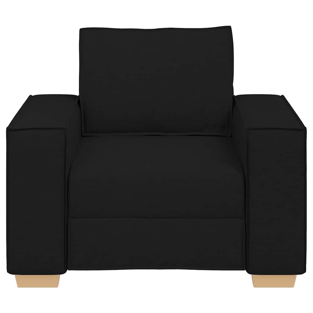 Sofa krzesło czarne 60 cm materiał, fotel z szerokimi podłokietnikami, przytulny fotel pojedynczy do salonu, biura, wytrzymała tkanina poliestrowa, stabilny stelaż z drewna i metalu
