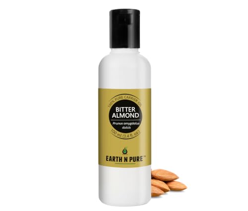 Image of Earth N Pure Bitter Almond Oil for Skin Care, Hair Care & Massage | for DIY, Aromatherapy & Beauty Use | Premium Quality, Cold Pressed, Multi-Purpose Oil 100ml